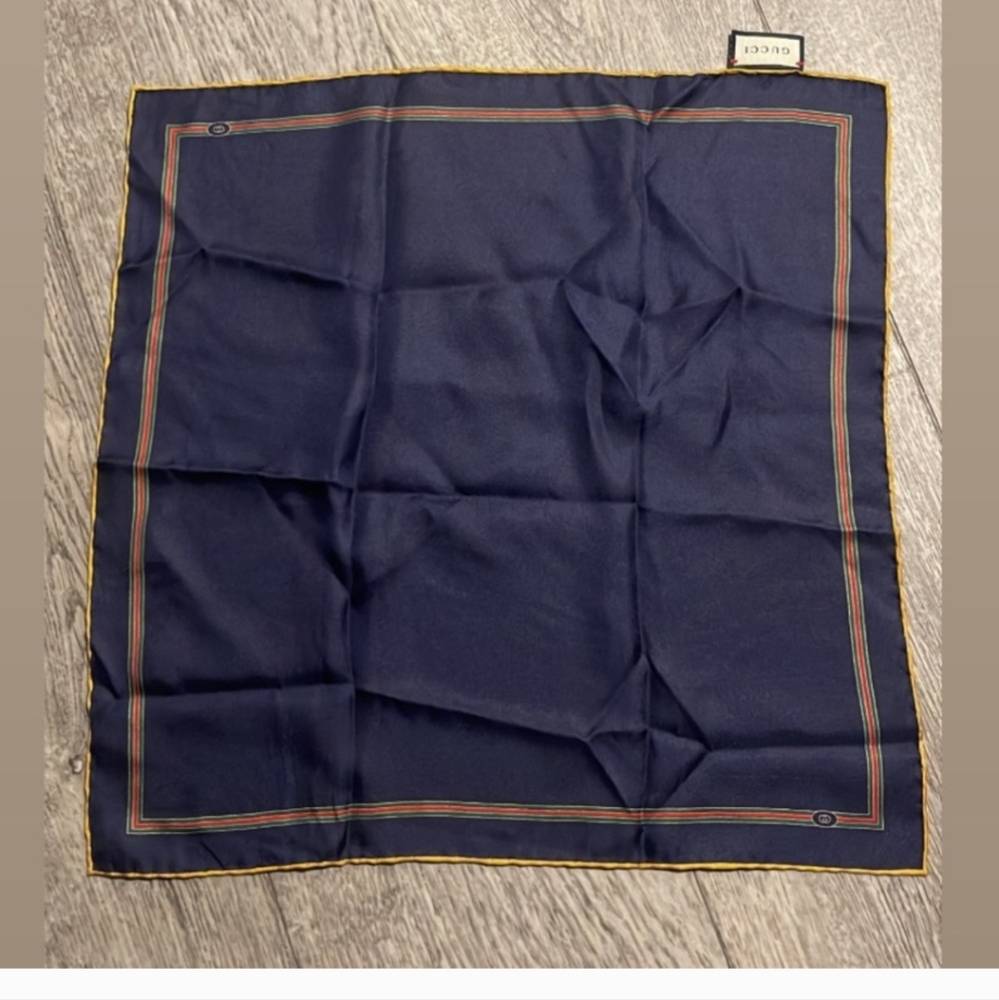 Gucci Navy Scarf with Gold Accents - Picture 5 of 5